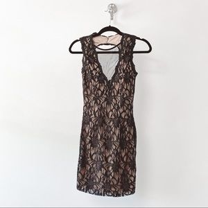 Jodi Kristopher NYE Holiday Party Chic Lace Open‎ Back Bodycon Mini Dress Black